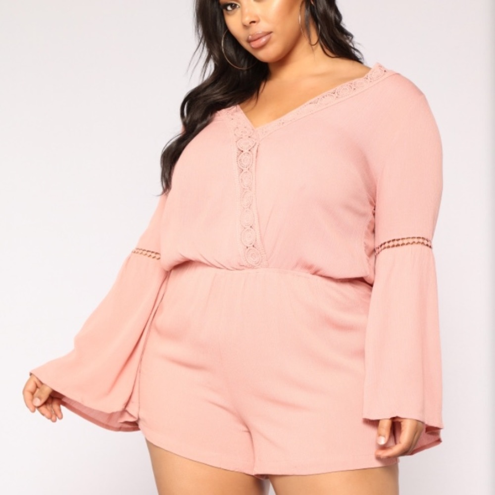 Pink romper with lace